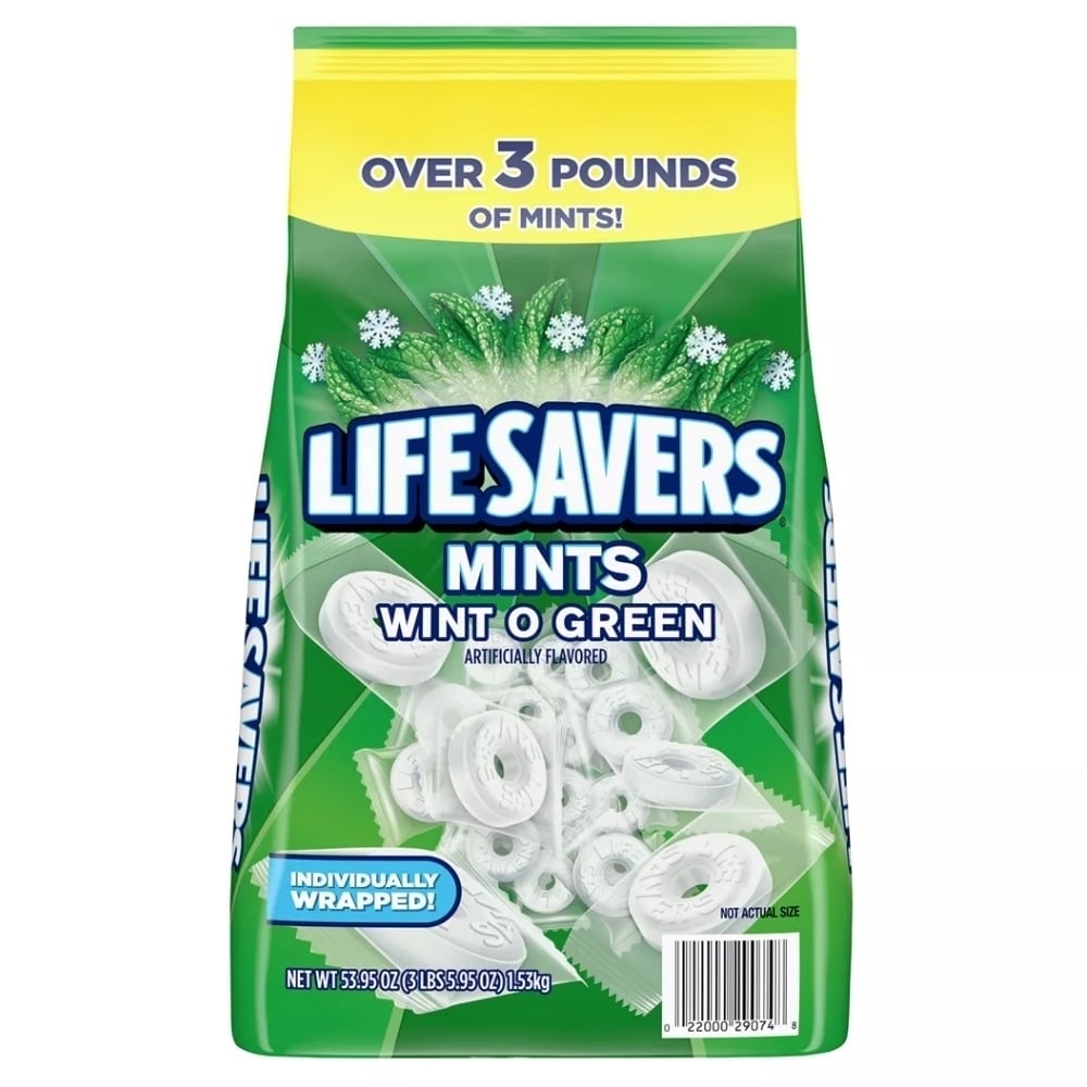 Lifesavers Wint O Green Individually Wrapped Breath Mints, 53.95 Ounce