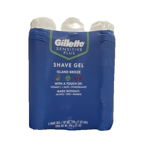 Gillette Sensitive Plus Shave Gel, Island Breeze, 7 Ounce (Pack Of 3)