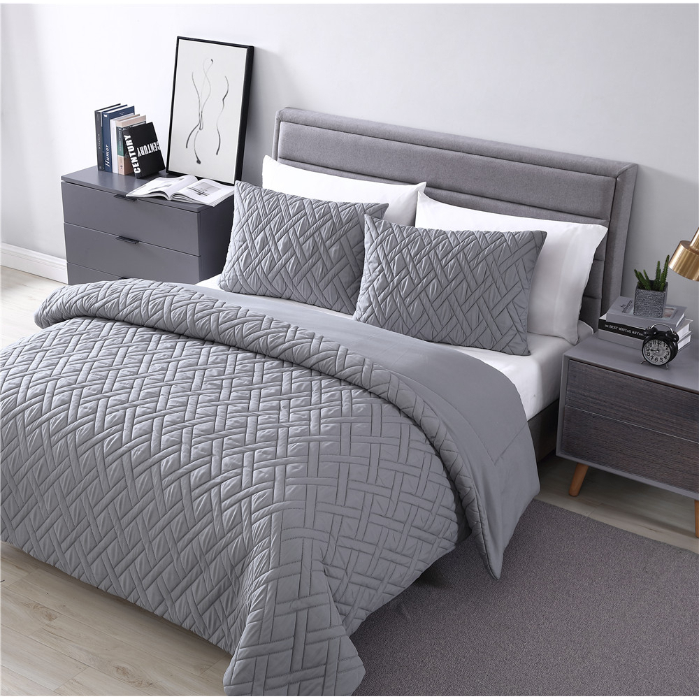 Larch 3 Piece Comforter Set - Gray, King - king grey