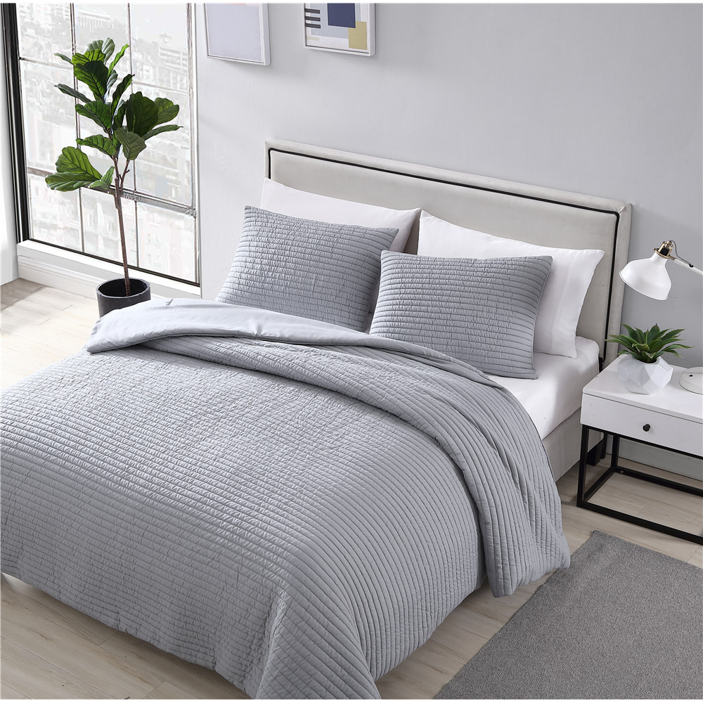 Palm 3 Piece Comforter Set - Charcoal Gray, King - king grey