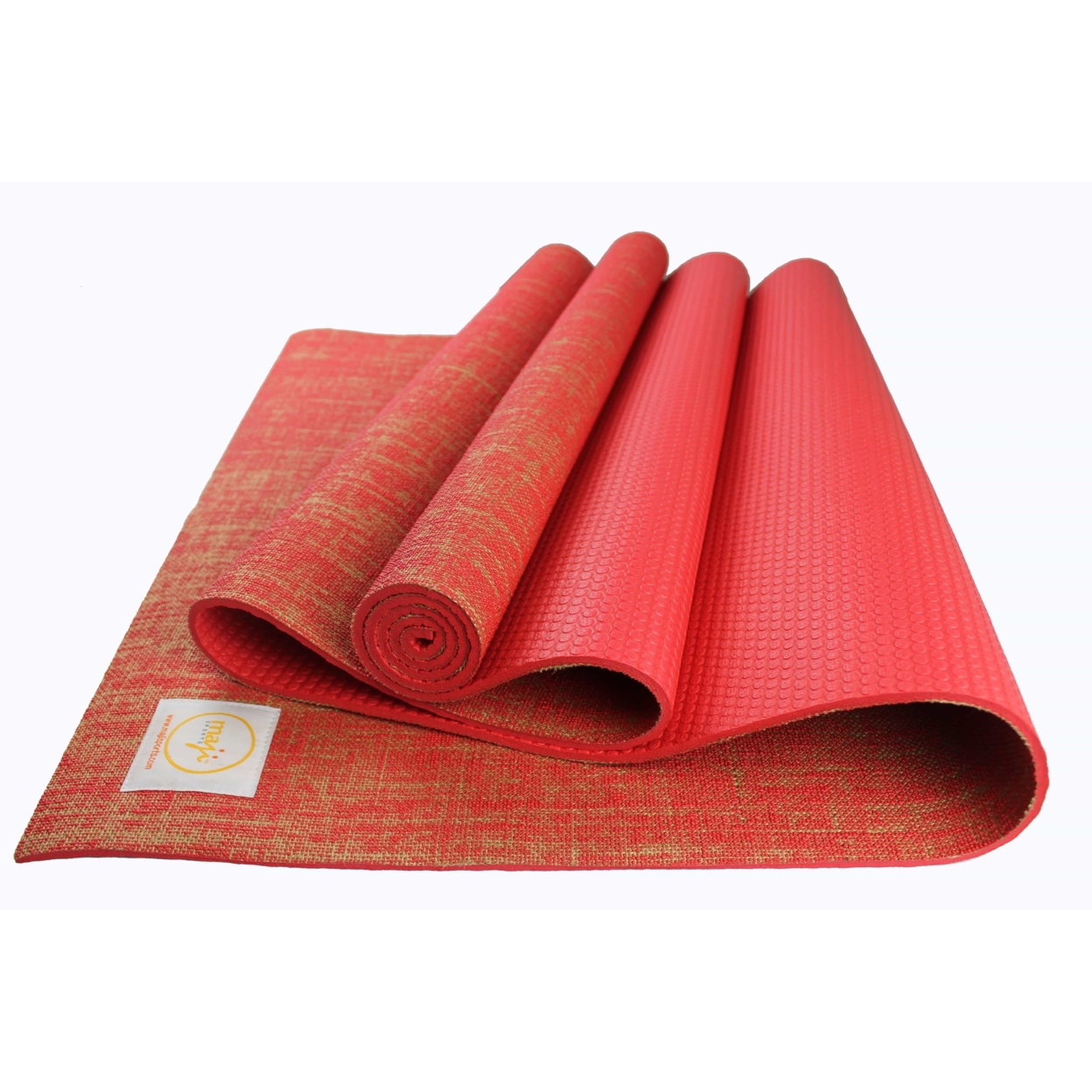 Jute Premium Eco Yoga Mat + Foot Massager (7.5cm X 17.5cm) - Red