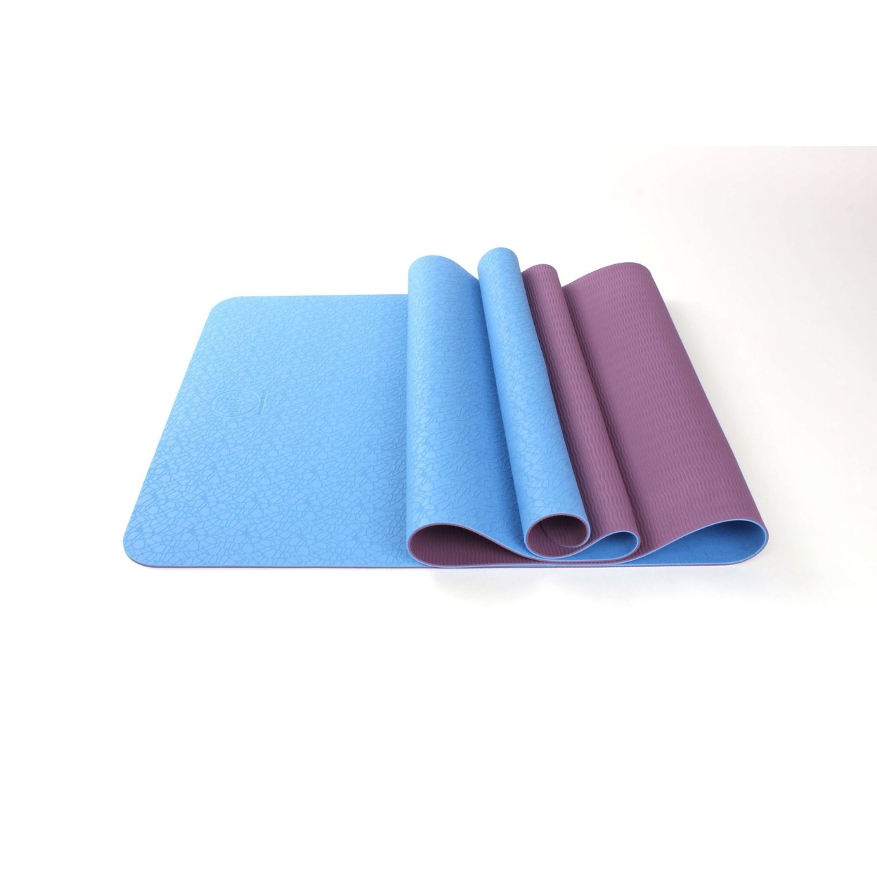 2-Tone TPE Premium Yoga Mat - Green/Dark Blue Fabric