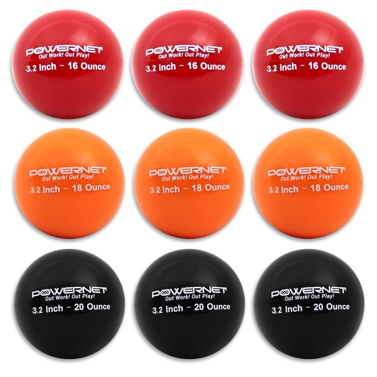3.2 Weighted Hitting Batting Progressive Training Balls For Softball (9 Pack) - PRO Pack 3.2 , 16, 18, 20 Ounces