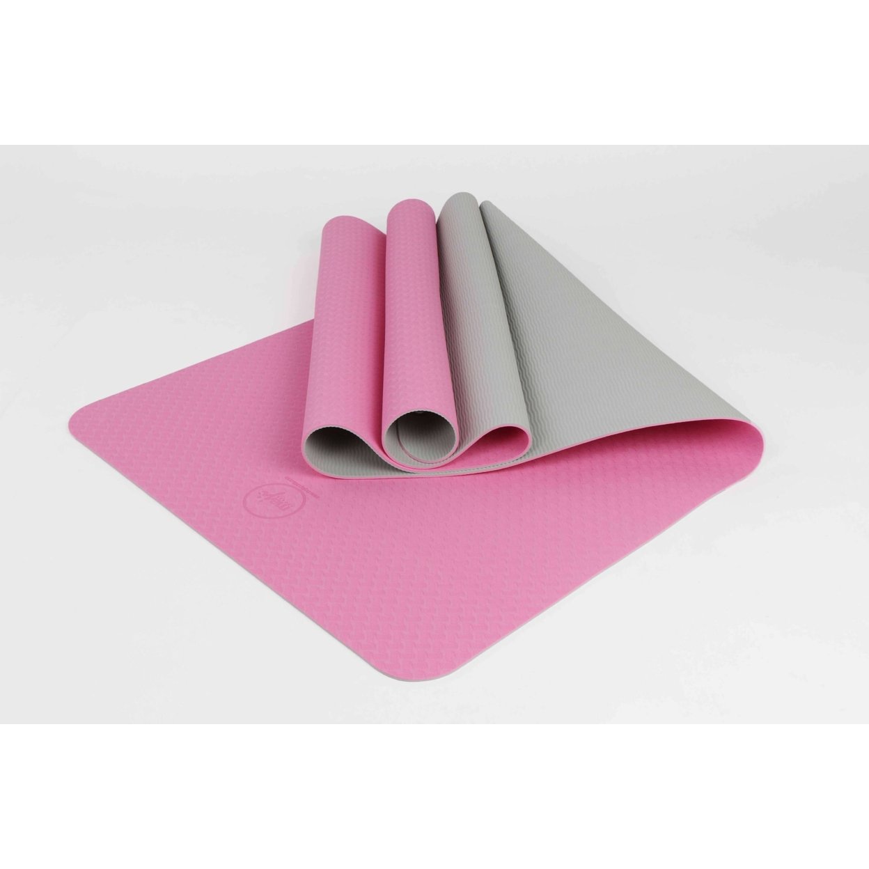 2-Tone TPE Premium Yoga Mat - Pink/Gray Fabric