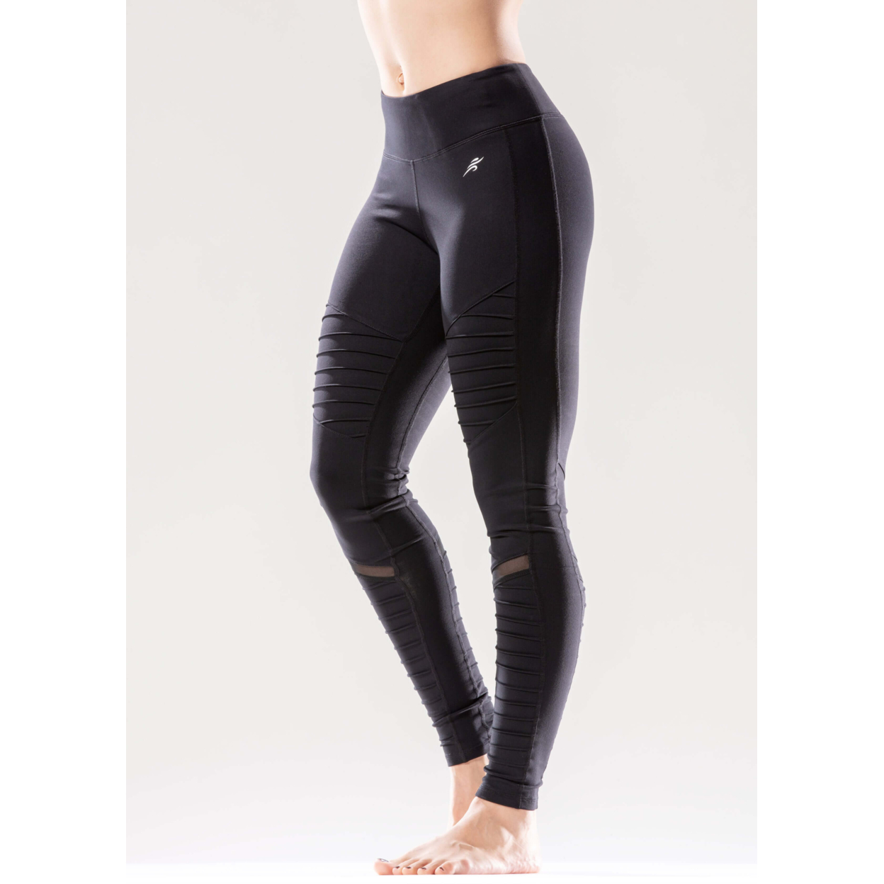 Athletique Low-Waisted Ribbed Leggings With Hidden Pocket And Mesh Panels - Black, 2X-Small