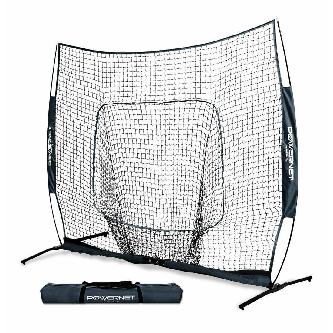 PowerNet 7x7 PRO Portable Pitching Batting Net With One Piece Frame And Carry Bag - Navy