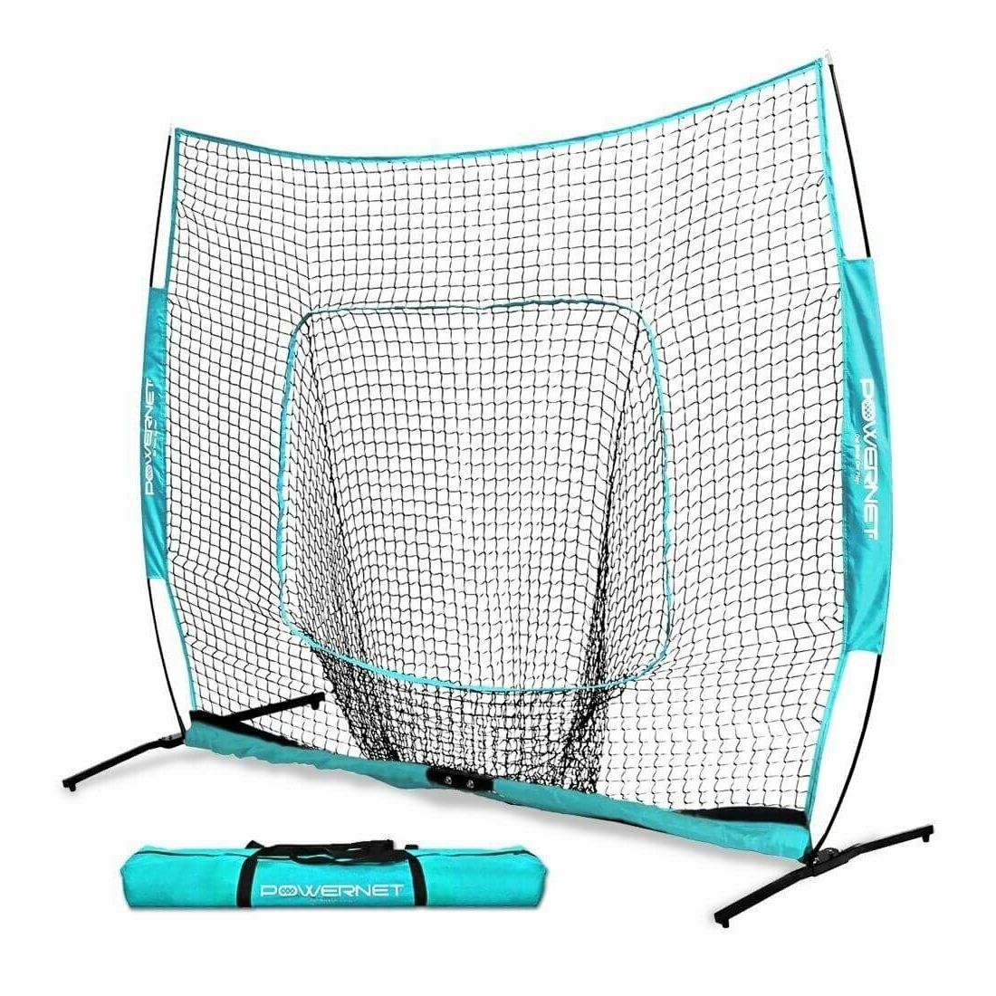 PowerNet 7x7 PRO Portable Pitching Batting Net With One Piece Frame And Carry Bag - Black