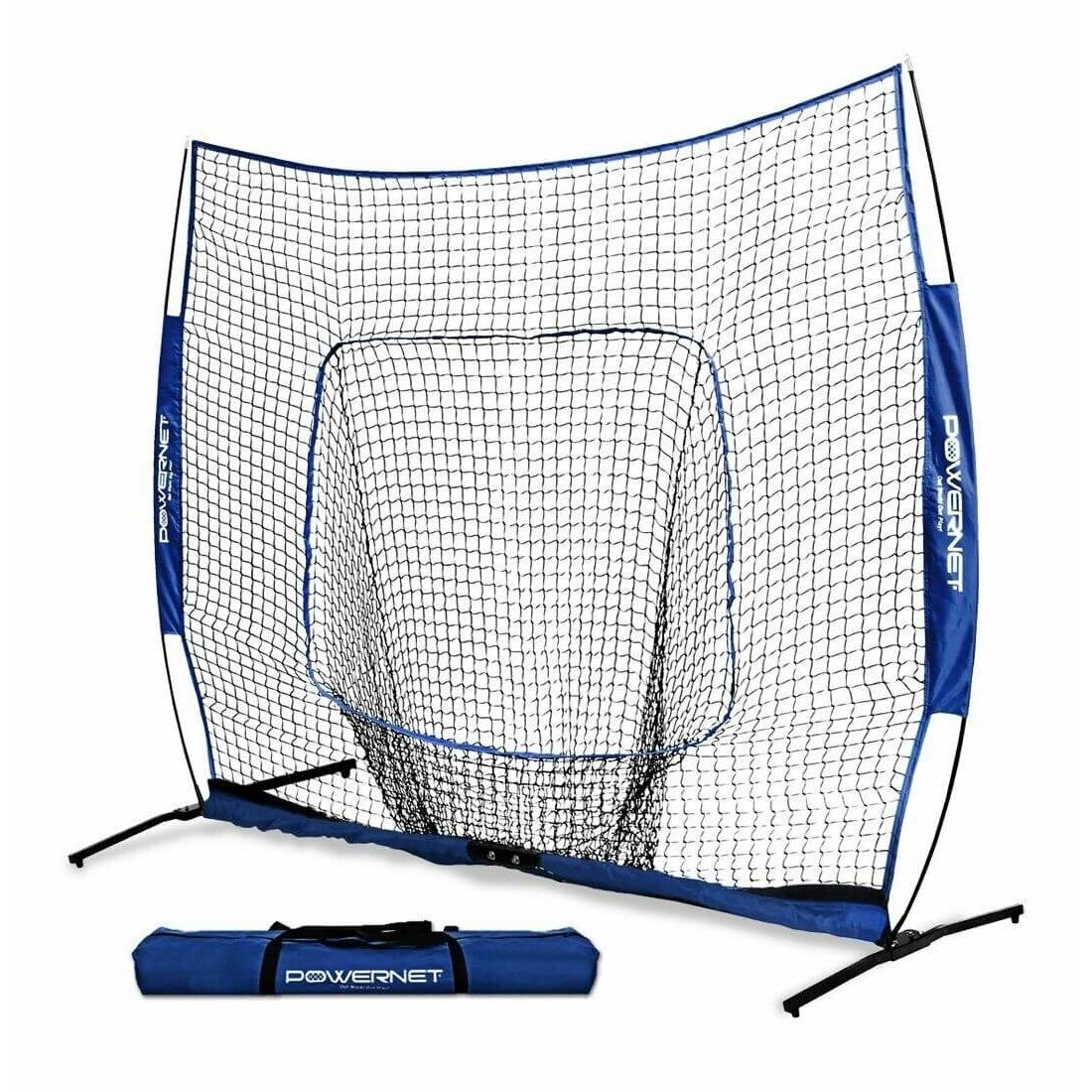 PowerNet 7x7 PRO Portable Pitching Batting Net With One Piece Frame And Carry Bag - Royal Blue