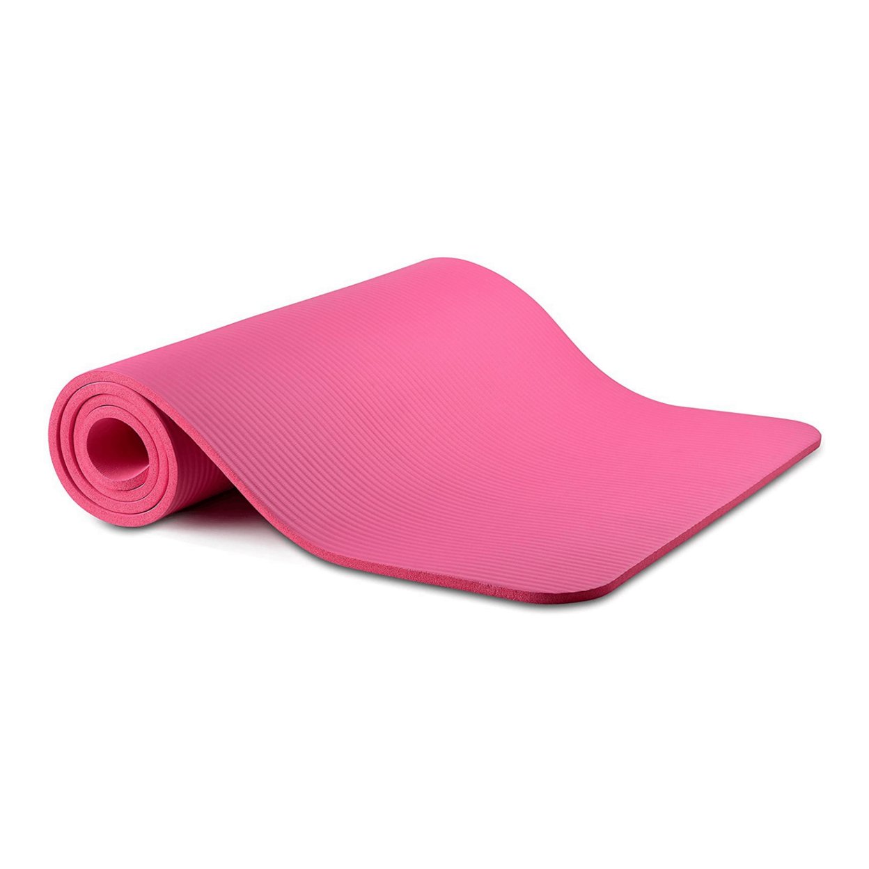 Thick Yoga And Pilates Exercise Mat With Carrying Strap - Pink