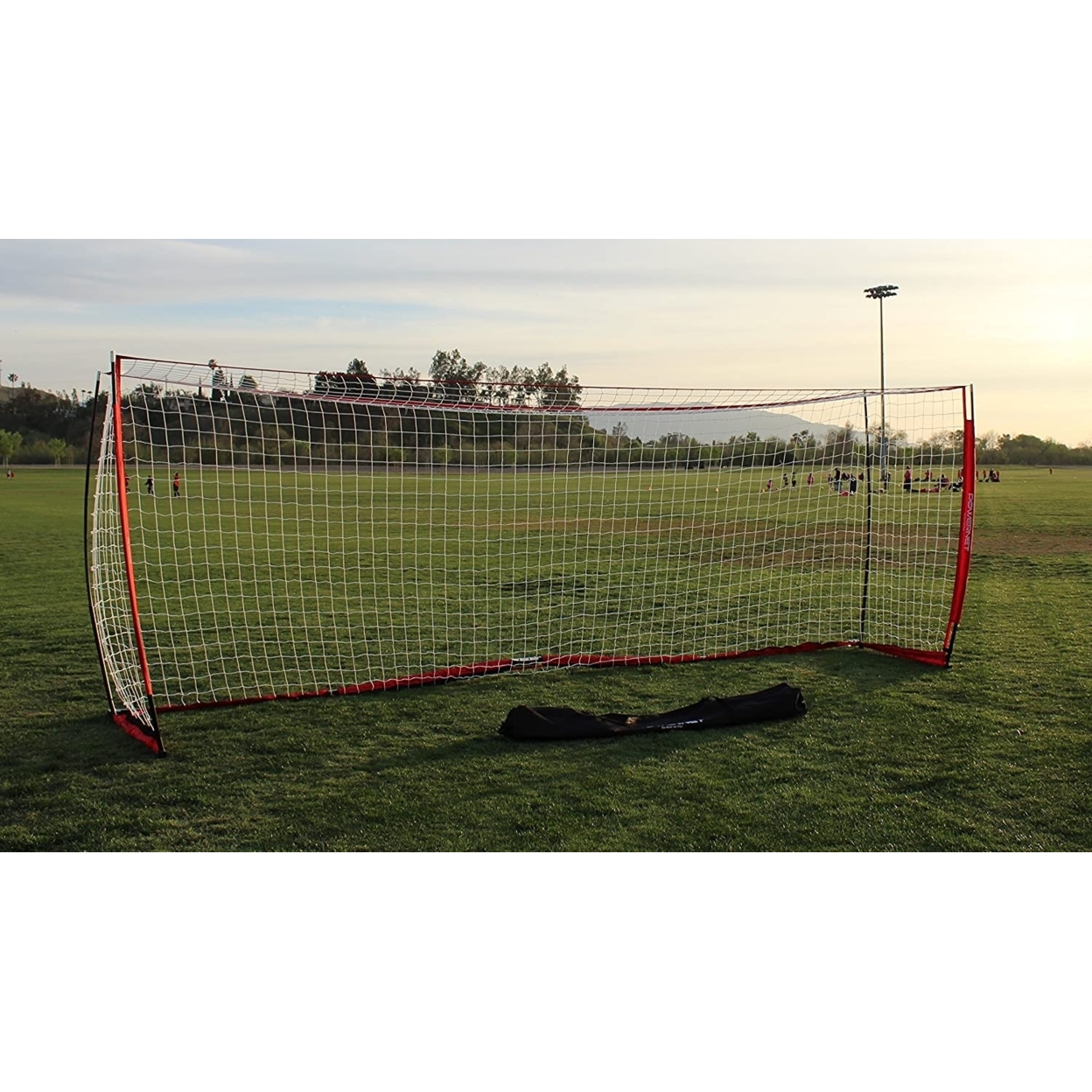 PowerNet Soccer Goal 18.5ft X 6.5ft Portable Bow Style Net + 1 Wheeled Carry Bag