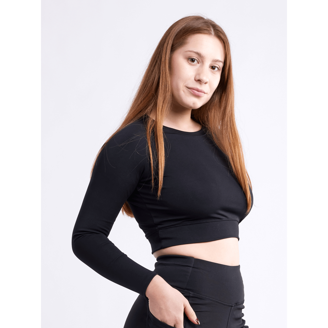 Long-Sleeve Crop Top - Rose Dust, Large / Extra-Large