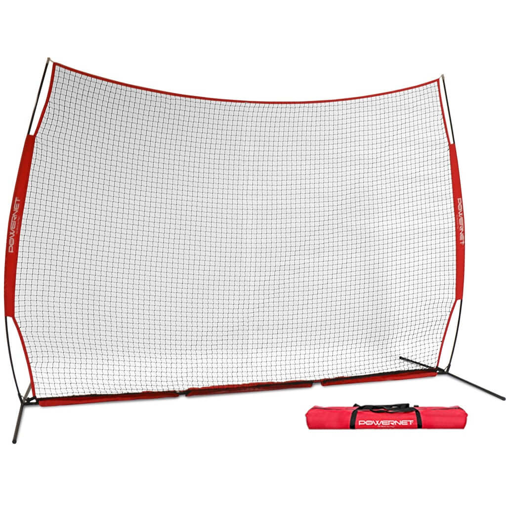 PowerNet 12x9 Ft Sports Barrier Net For Player & Property Protection (1021) - Red