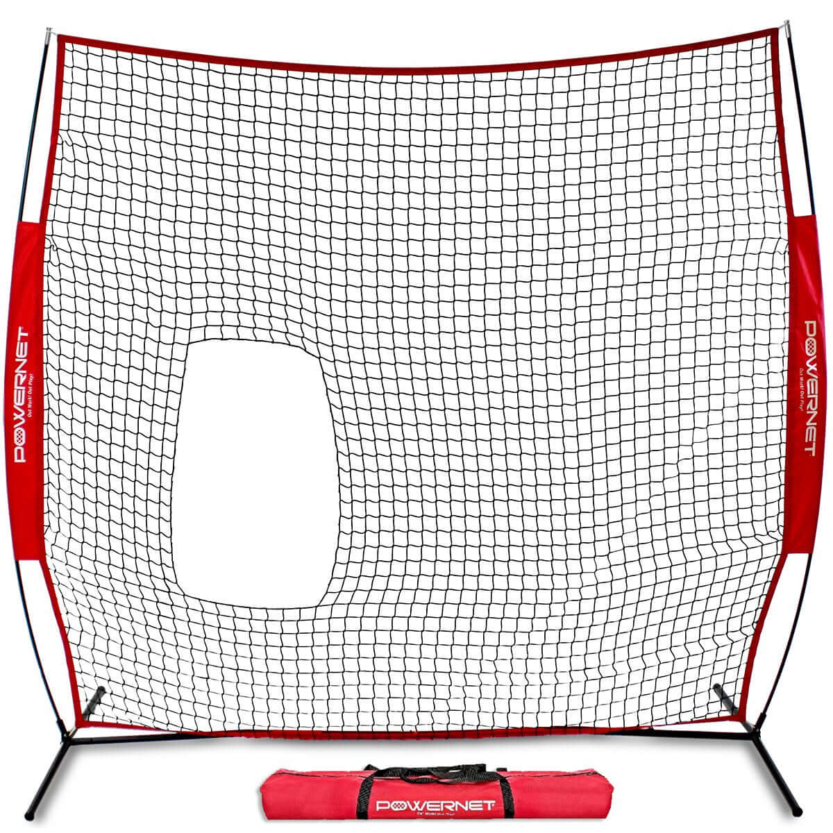 PowerNet 7x7 Ft Pitch-Thru Pitching Or Batting Screen For Softball With Carry Case
