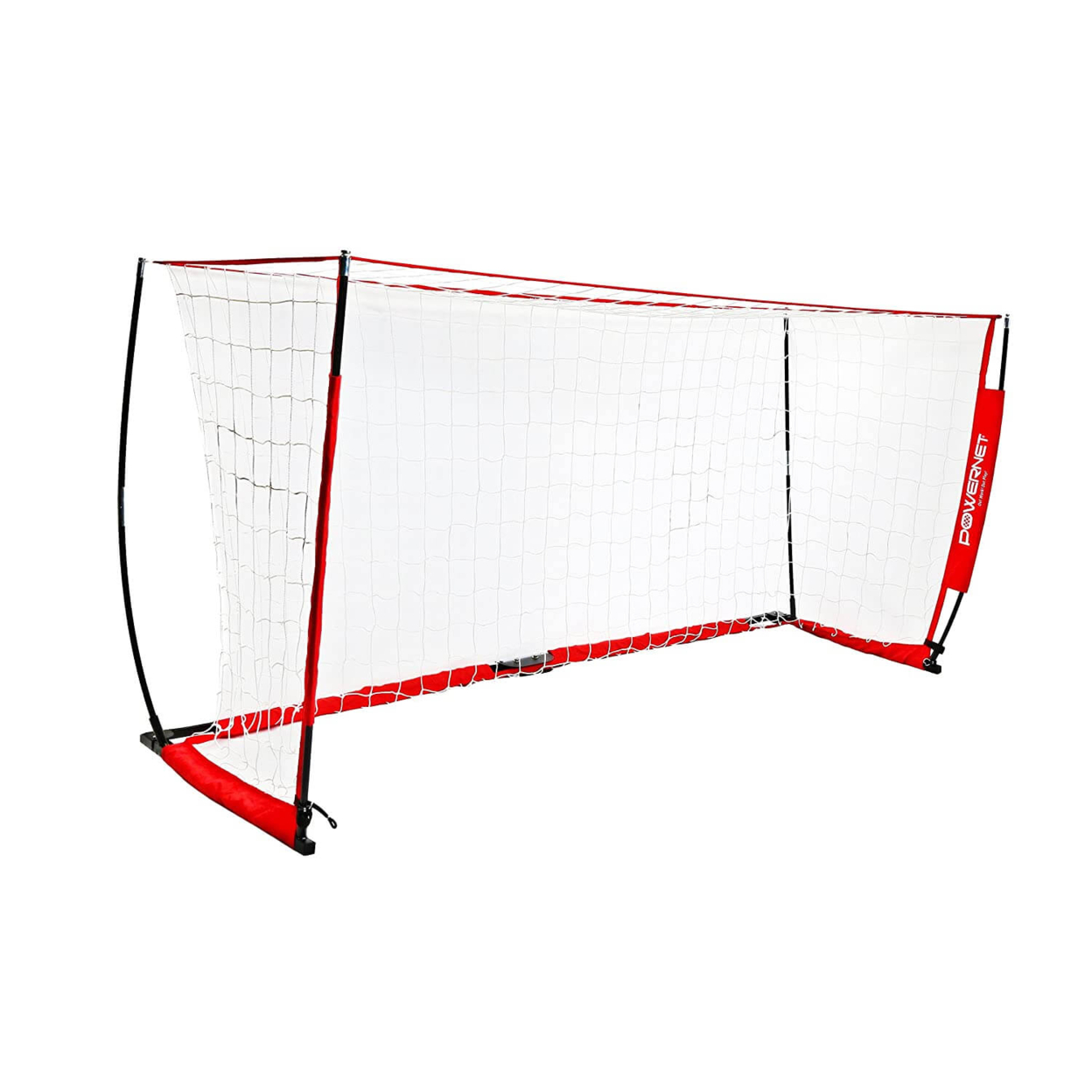 PowerNet Soccer Goal 14x7 Portable Instant Collapsible Bow Style Net + Wheeled Carry Bag