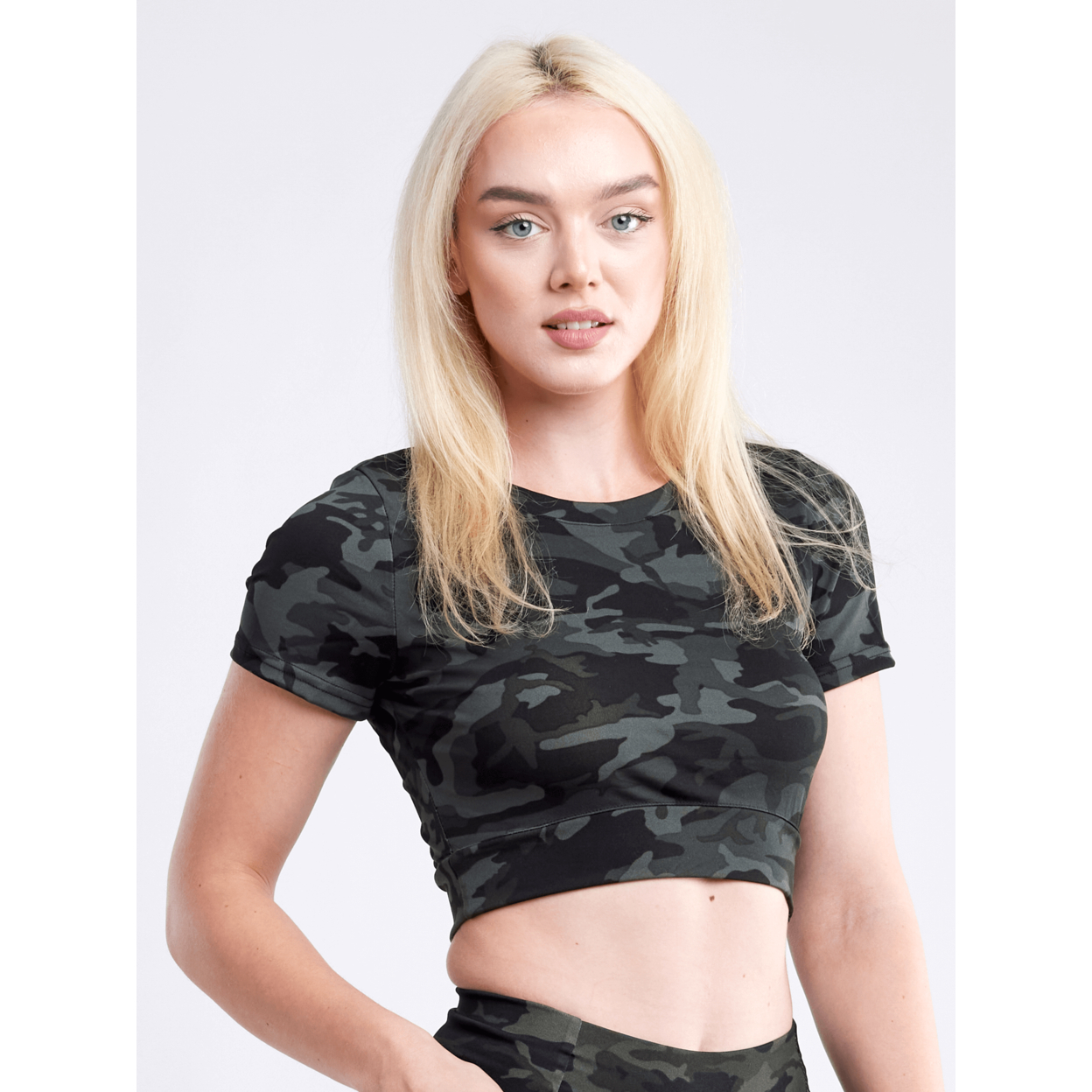 Short-Sleeve Crop Top - French Camo, Large / Extra-Large