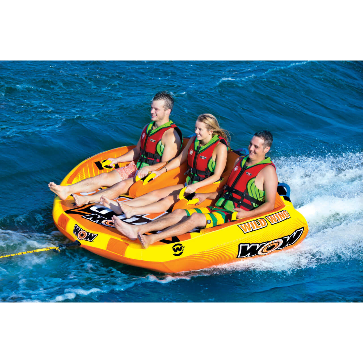 WOW Sports Wild Wing 3 Person Towable Water Tube For Pool And Lake (18-1130)