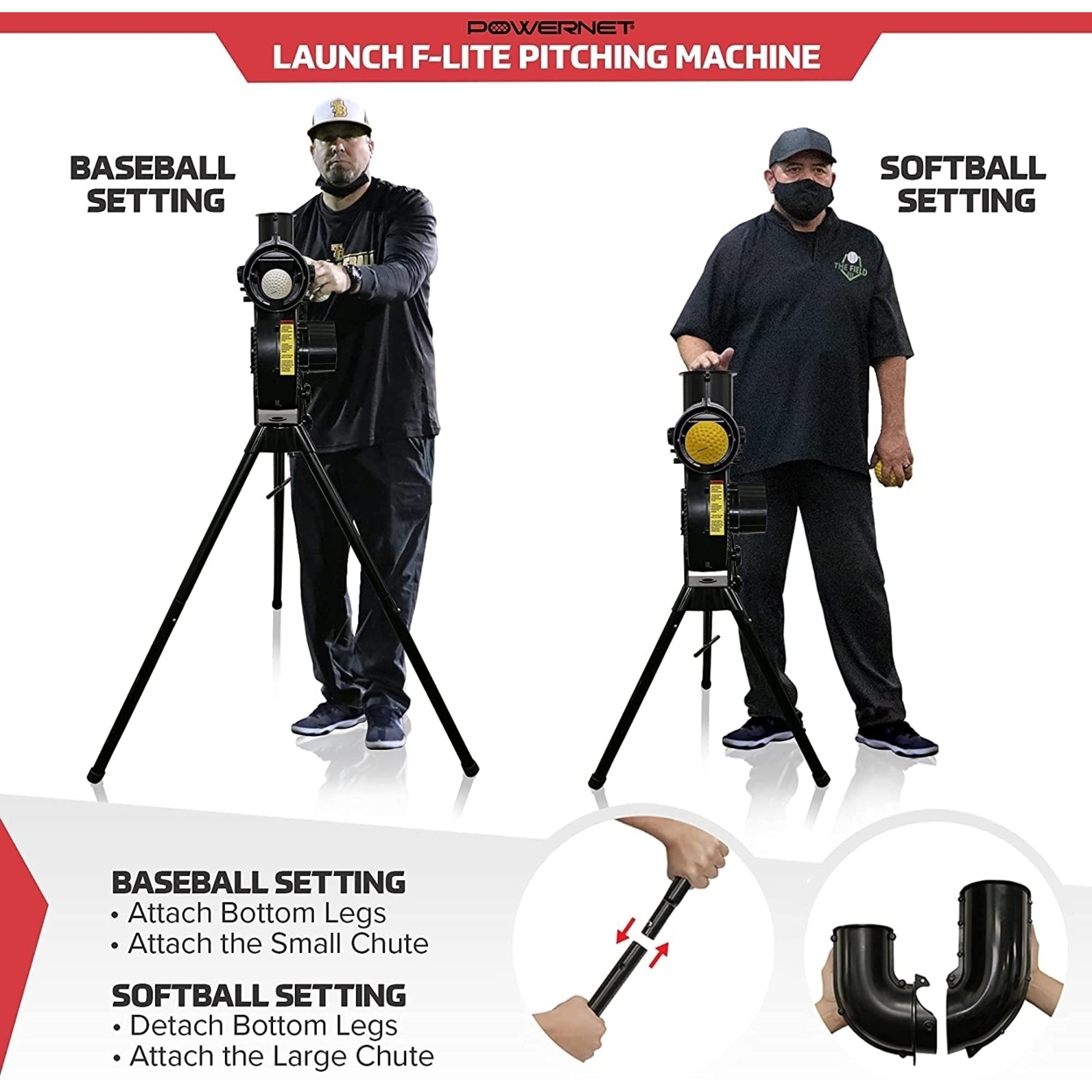 PowerNet Launch F-Lite Baseball And Softball Pitching Machine (1194)