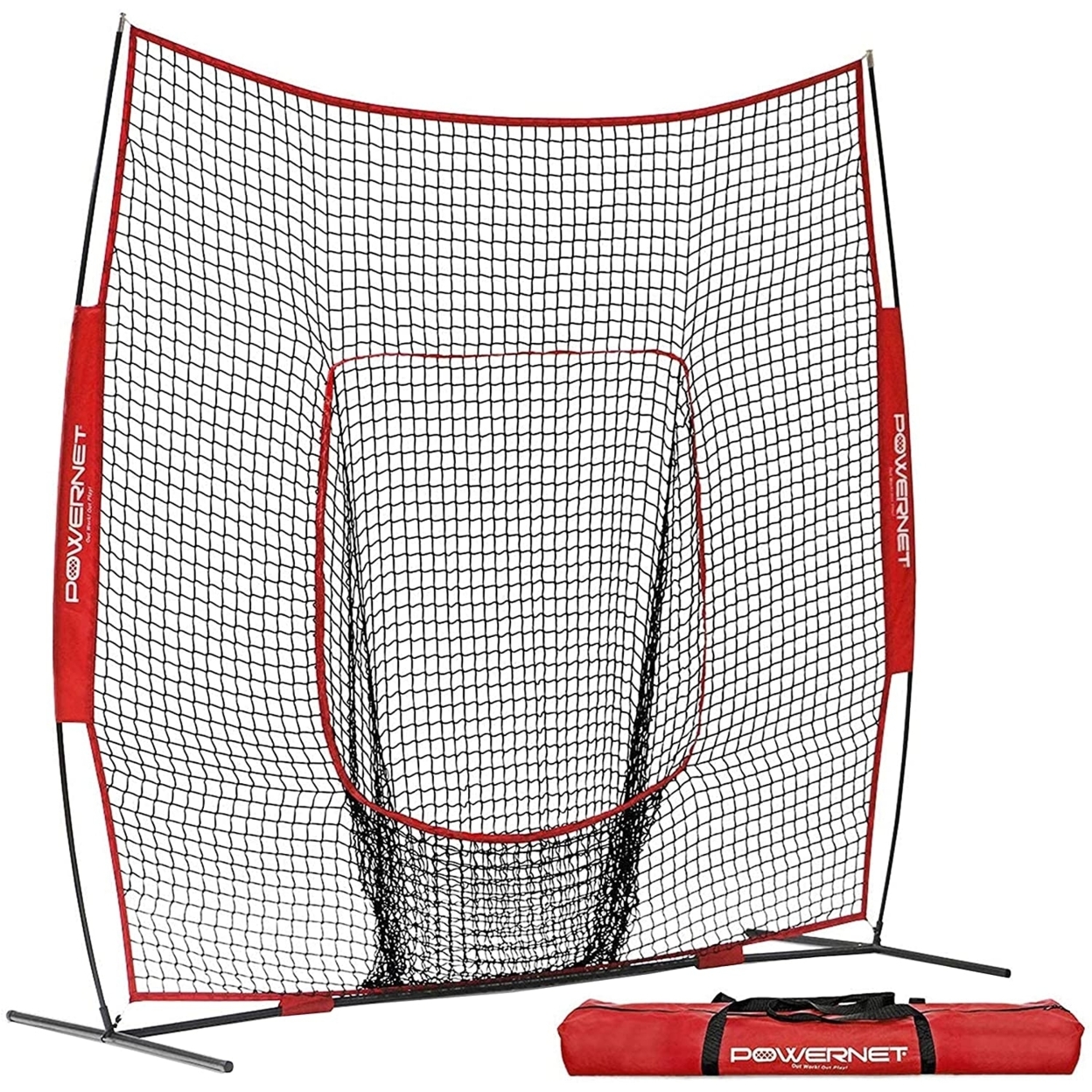 PowerNet 8x8 Modular Frame Hitting Net Ultra Portable With Quick Setup (1152) - Red