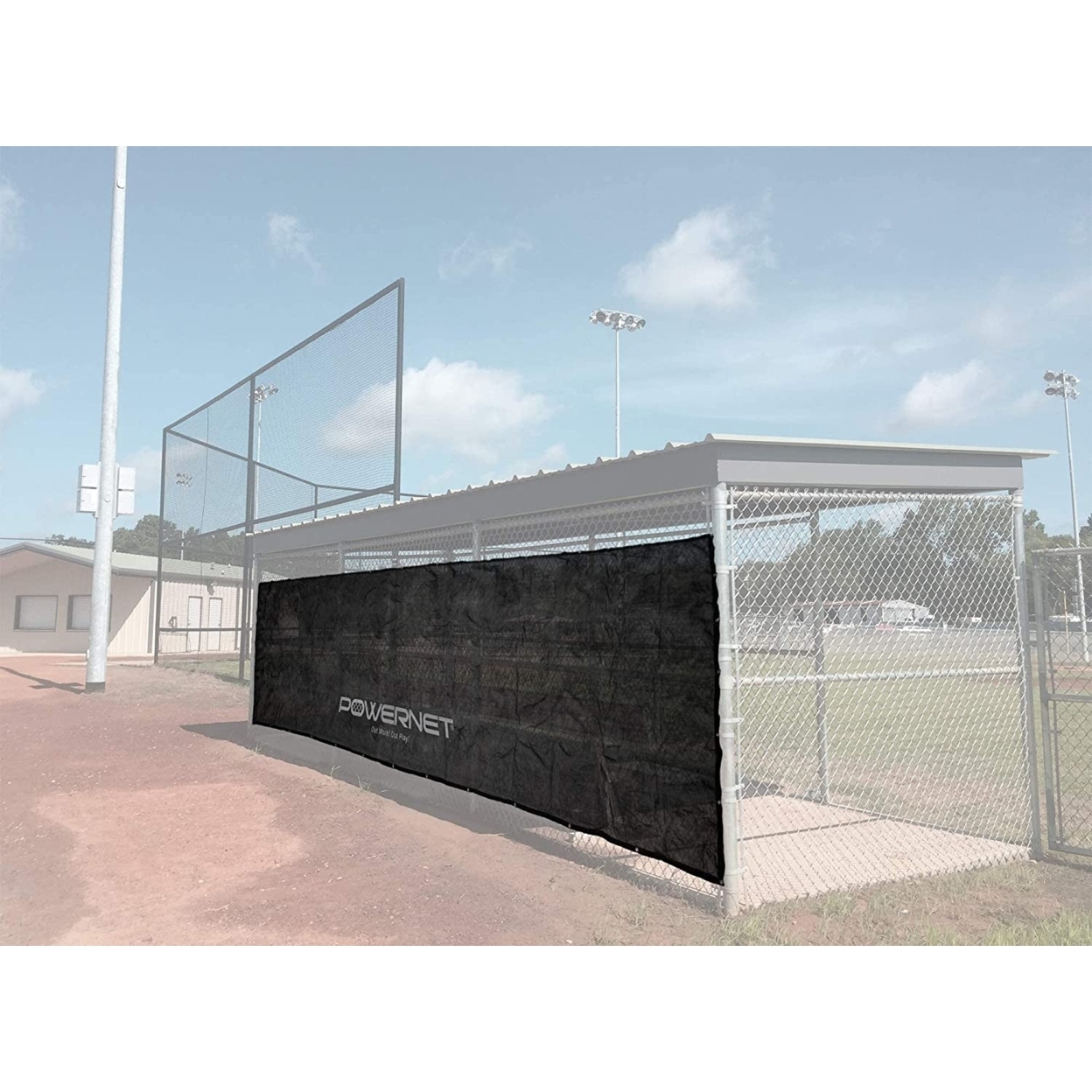 PowerNet Fence Shade Net Cover Portable Dugout Sun Screen With Ball Ties (1184)