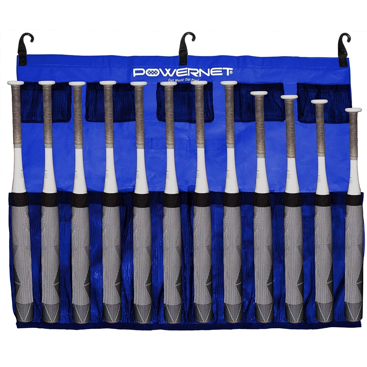 PowerNet Hanging Bat Bag Caddy For Hanging Up To 12 Bats On Fence (1169) - Royal Blue