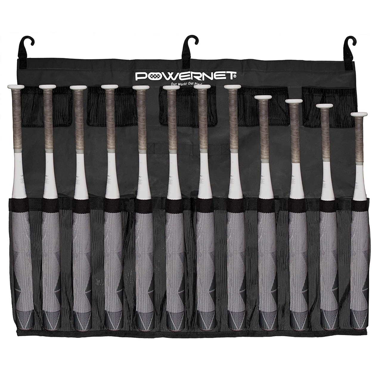 PowerNet Hanging Bat Bag Caddy For Hanging Up To 12 Bats On Fence (1169) - Black