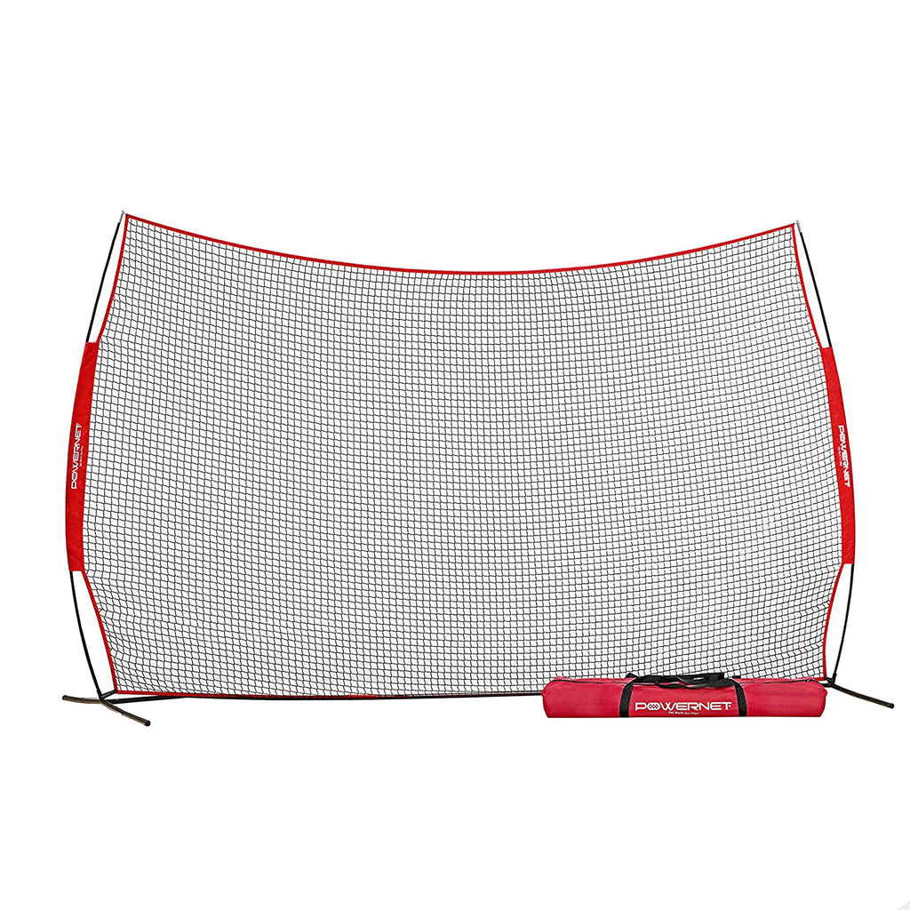 PowerNet 16x10 Ft Sports Barrier Net With Large Protection Safety Backstop (1153) - Red