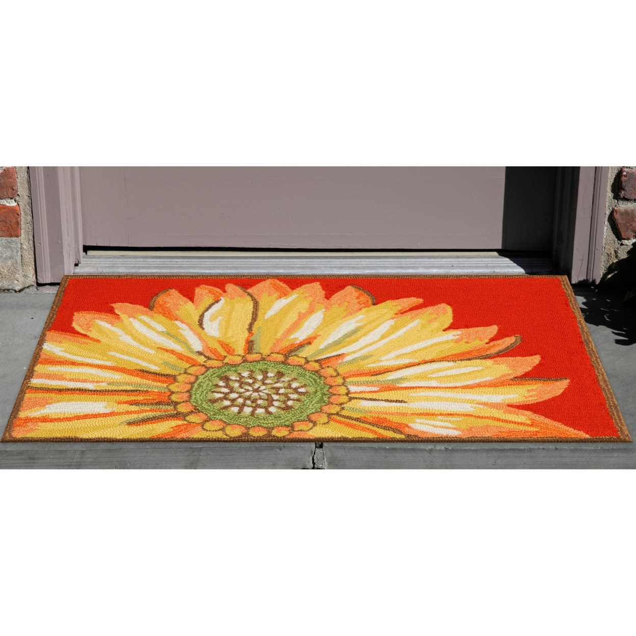 Liora Manne Frontporch Sunflower Indoor Outdoor Area Rug Red - 2'6 X 4'