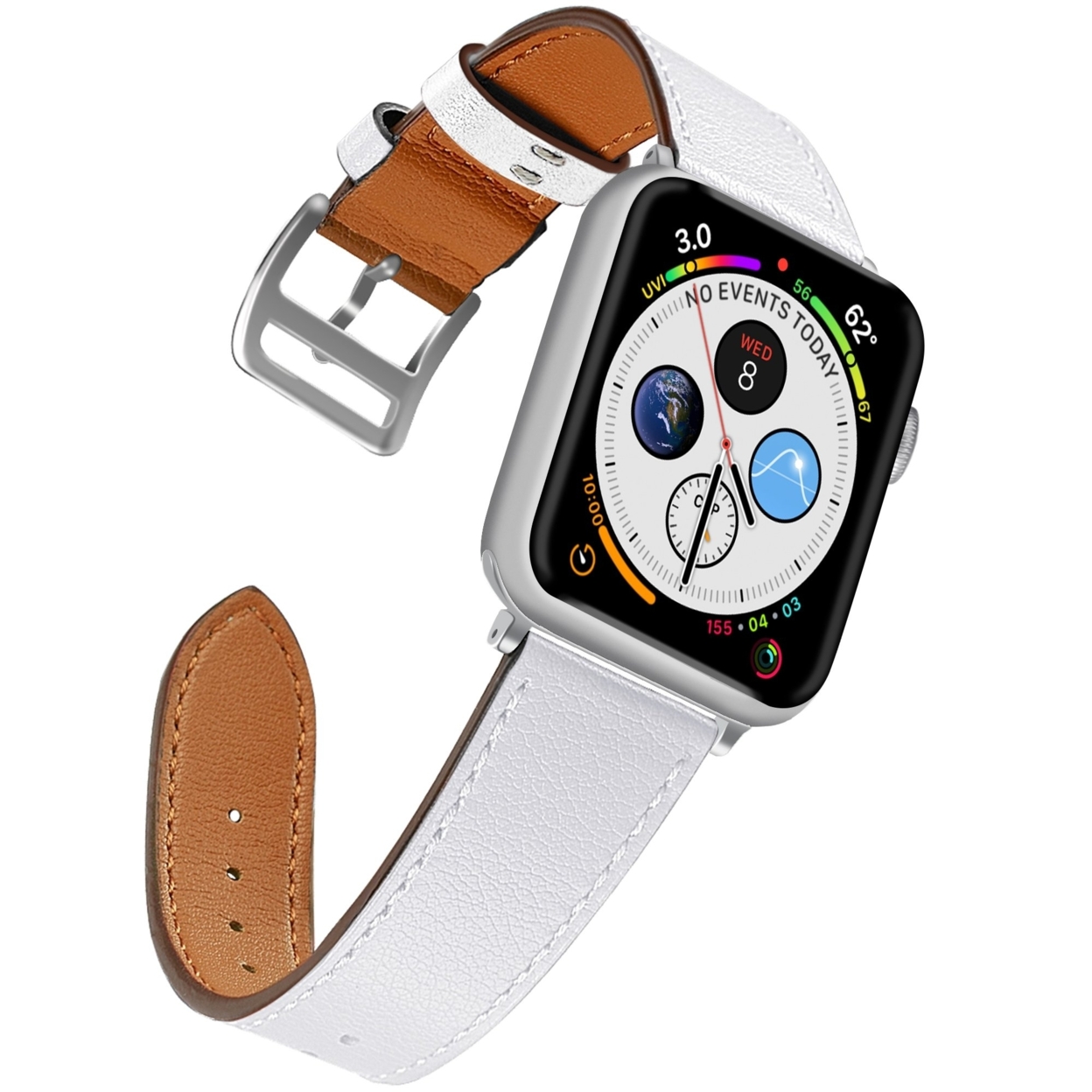 Naztech Leather Band For Apple Watch 42 & 44mm (LEATHER42-PRNT) - White