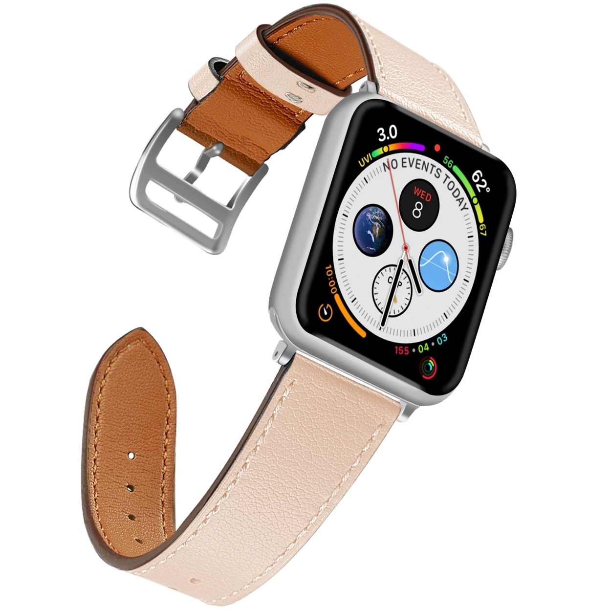 Naztech Leather Band For Apple Watch 42 & 44mm (LEATHER42-PRNT) - White