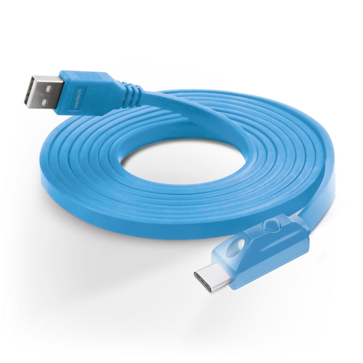 Naztech LED USB-A To USB-C 2.0 Charge & Sync Cable 6ft (USBCABLE8-PRNT) - Blue