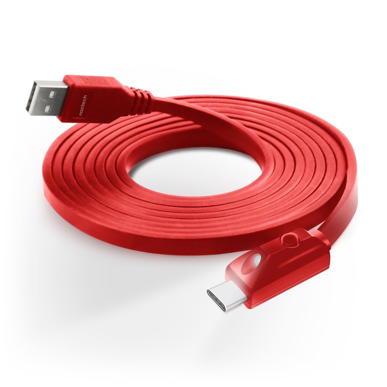 Naztech LED USB-A To USB-C 2.0 Charge & Sync Cable 6ft (USBCABLE8-PRNT) - Red