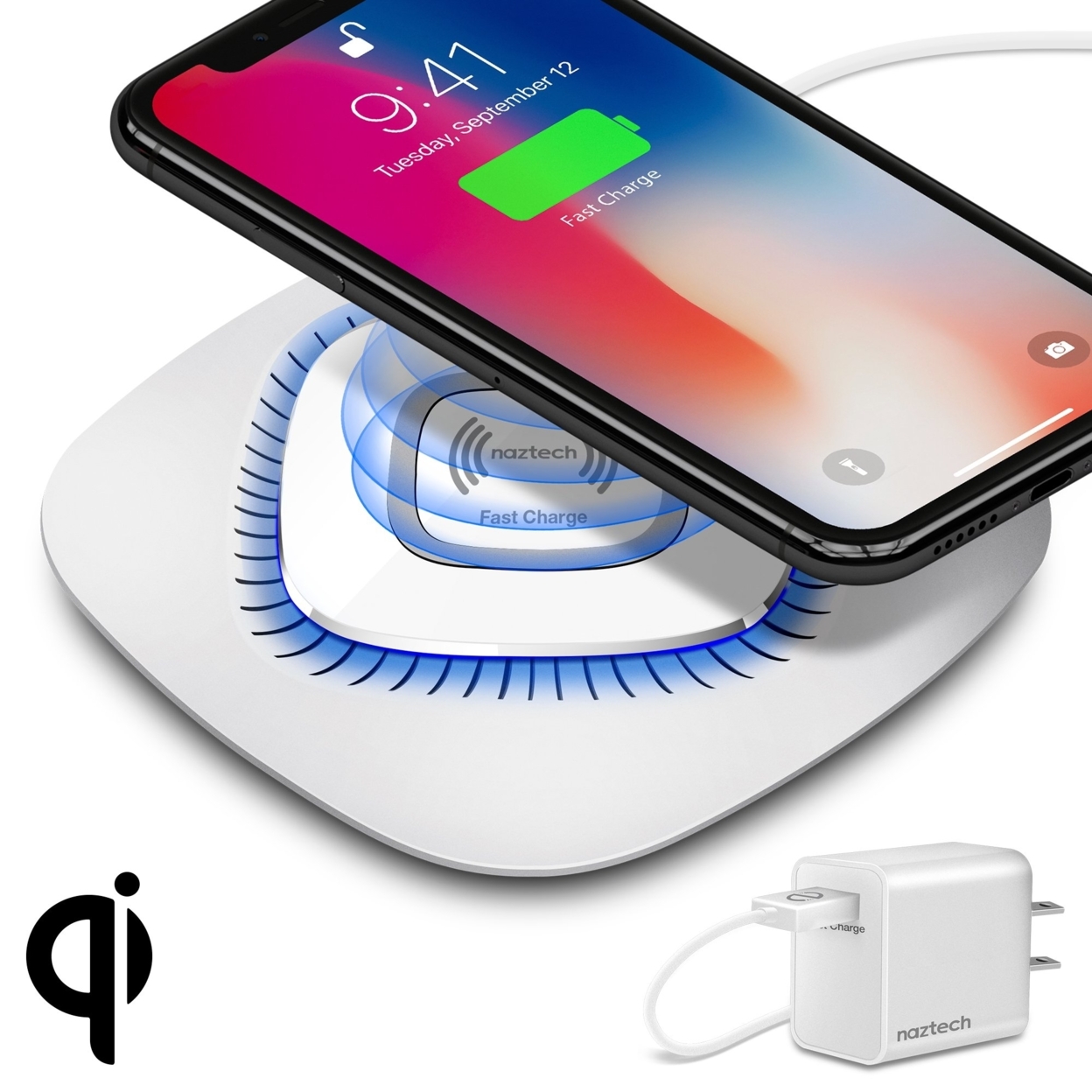 Naztech Power Pad Qi Wireless Fast Charger (POWER-PRNT) - White