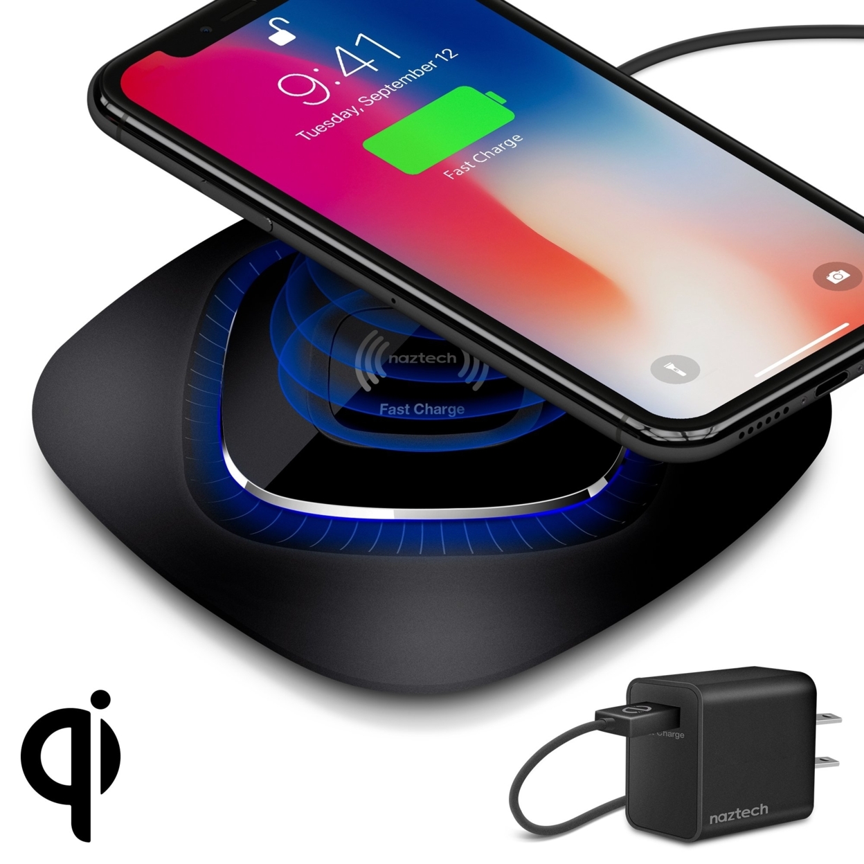 Naztech Power Pad Qi Wireless Fast Charger (POWER-PRNT) - Black