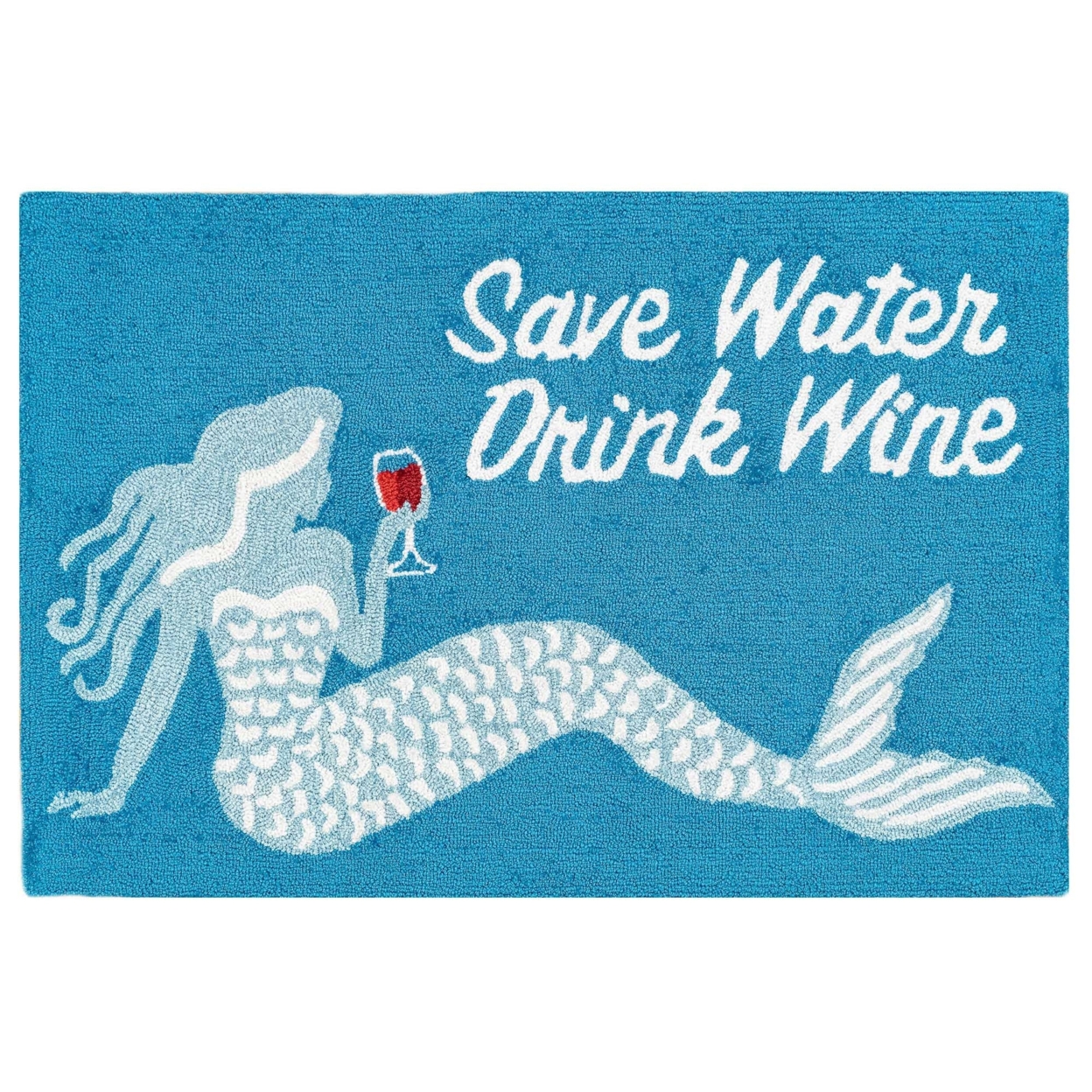Liora Manne Frontporch Save Water Drink Wine Indoor Outdoor Area Rug Ocean - 2'6 X 4'