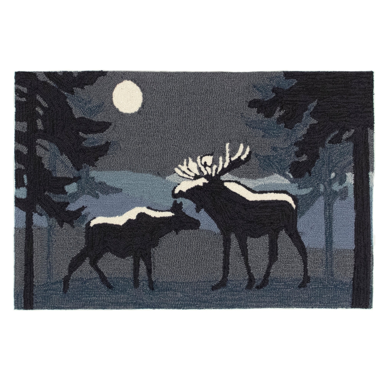 Liora Manne Frontporch Moonlit Moose Indoor Outdoor Area Rug Night - 2'6 X 4'