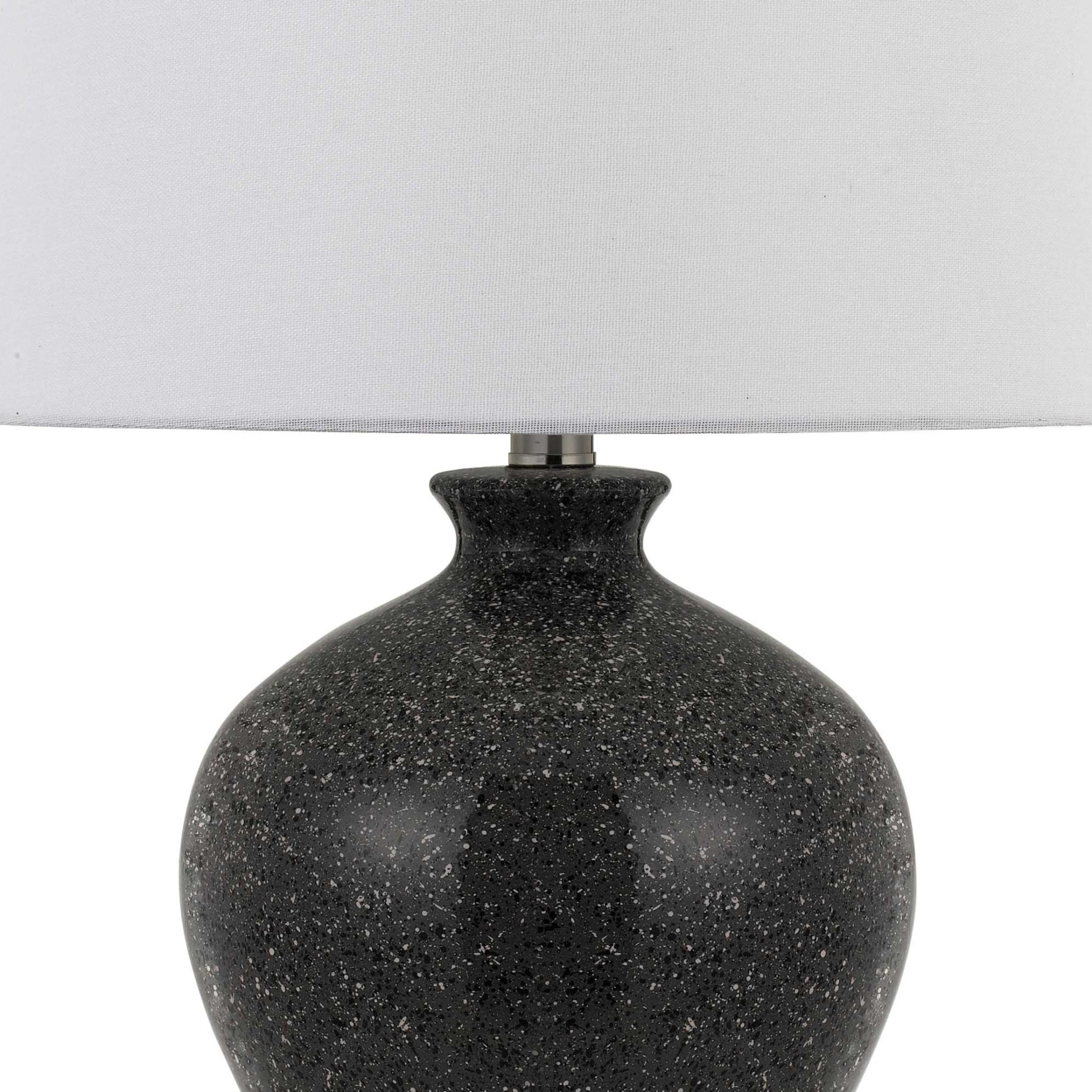 Ceramic Urn Shaped Base Table Lamp With Speckles, Set Of 2, Black- Saltoro Sherpi