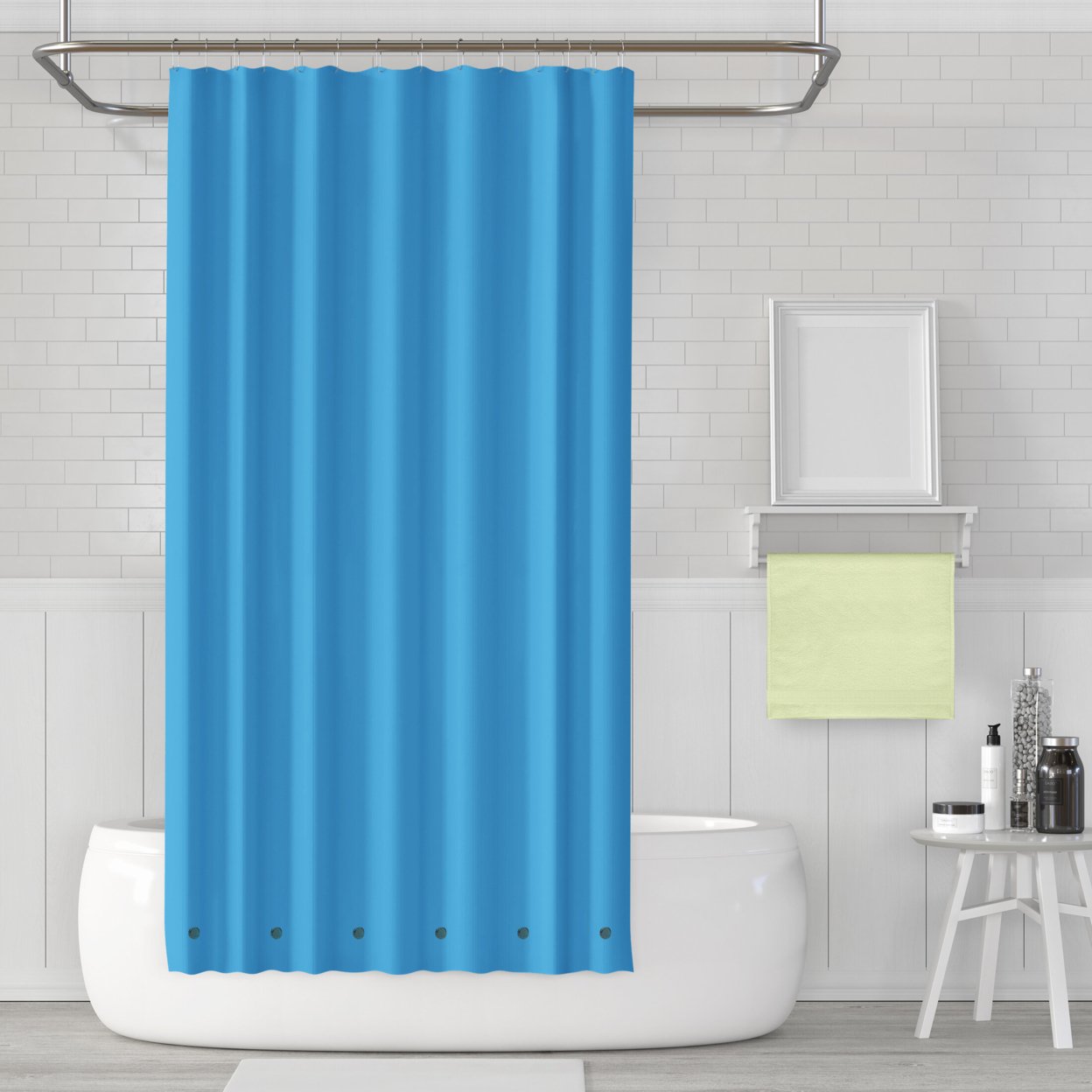 2-Pack: Magnetic Mildew Resistant Solid Vinyl Shower Curtain Liners - Blue