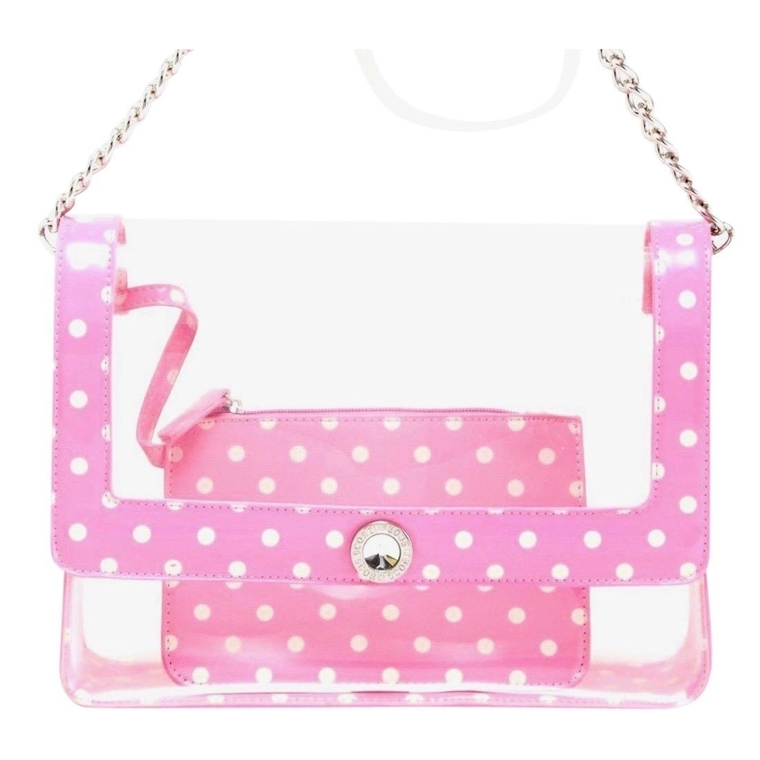 SCORE! Chrissy Medium Designer Clear Cross-body Bag - Aurora Pink And White