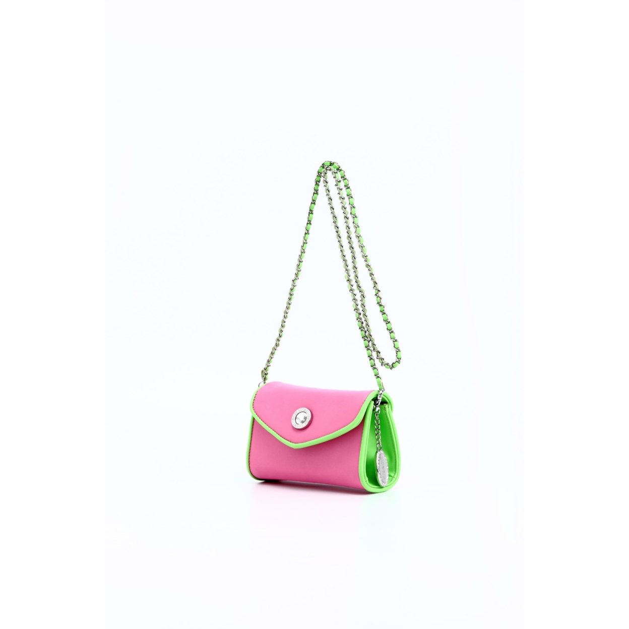 SCORE! Eva Designer Crossbody Clutch - Pink And Lime Green