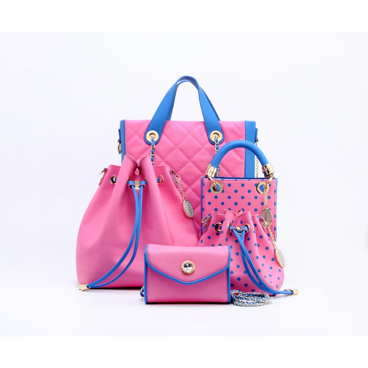 SCORE! Eva Designer Crossbody Clutch - Pink And Blue