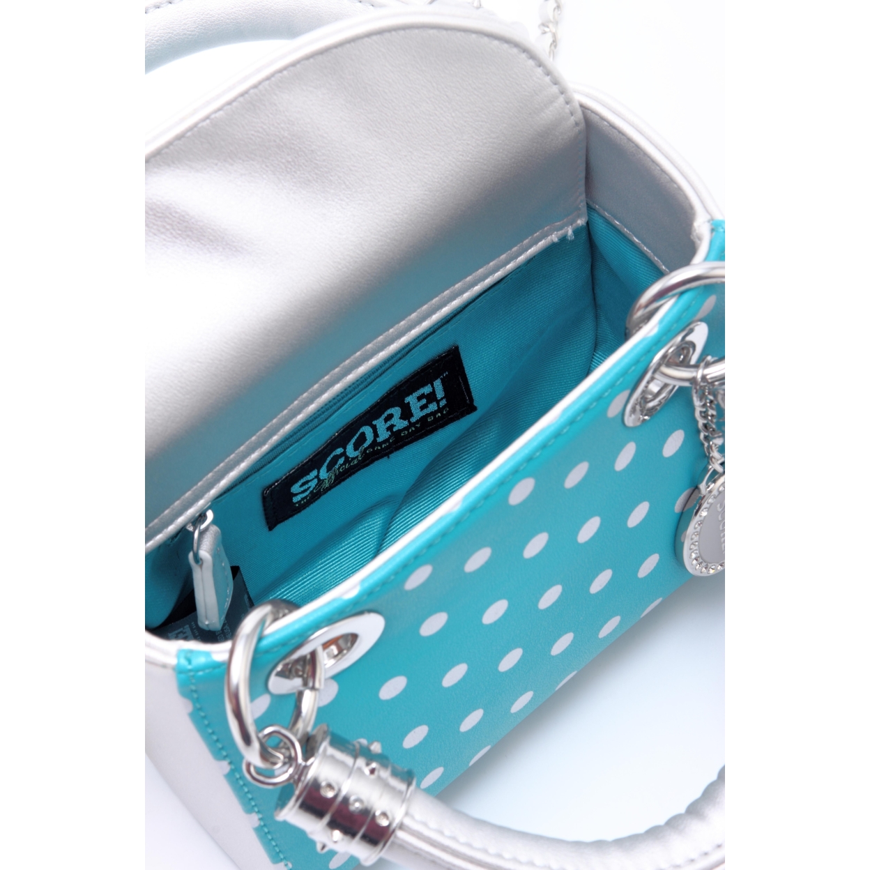 SCORE! Jacqui Classic Top Handle Crossbody Satchel - Turquoise And Silver