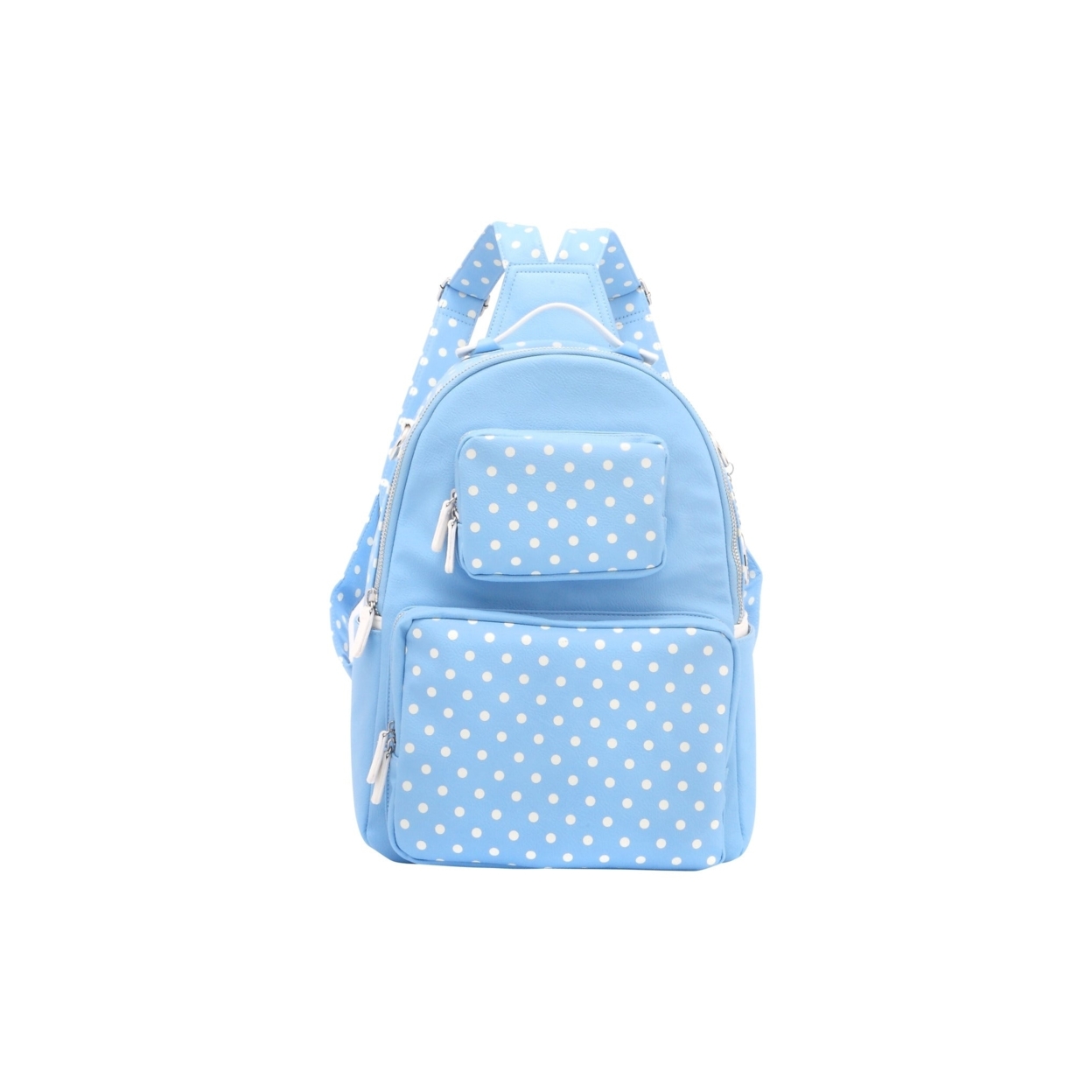 SCORE! Natalie Michelle Large Polka Dot Designer Backpack - Light Blue And White