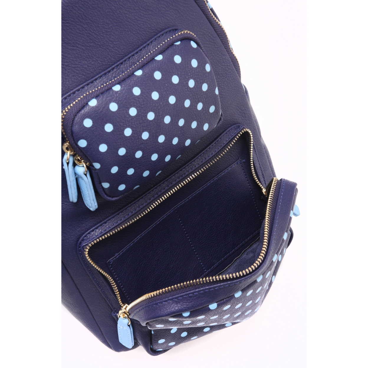 SCORE! Natalie Michelle Large Polka Dot Designer Backpack - Navy Blue And Light Blue
