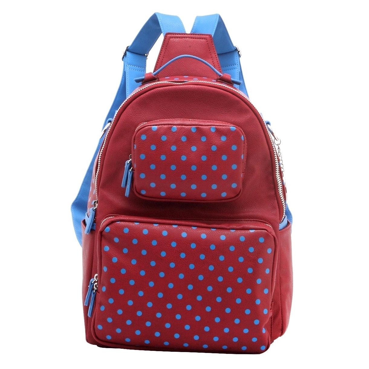 SCORE! Natalie Michelle Medium Polka Dot Designer Backpack - Maroon And French Blue