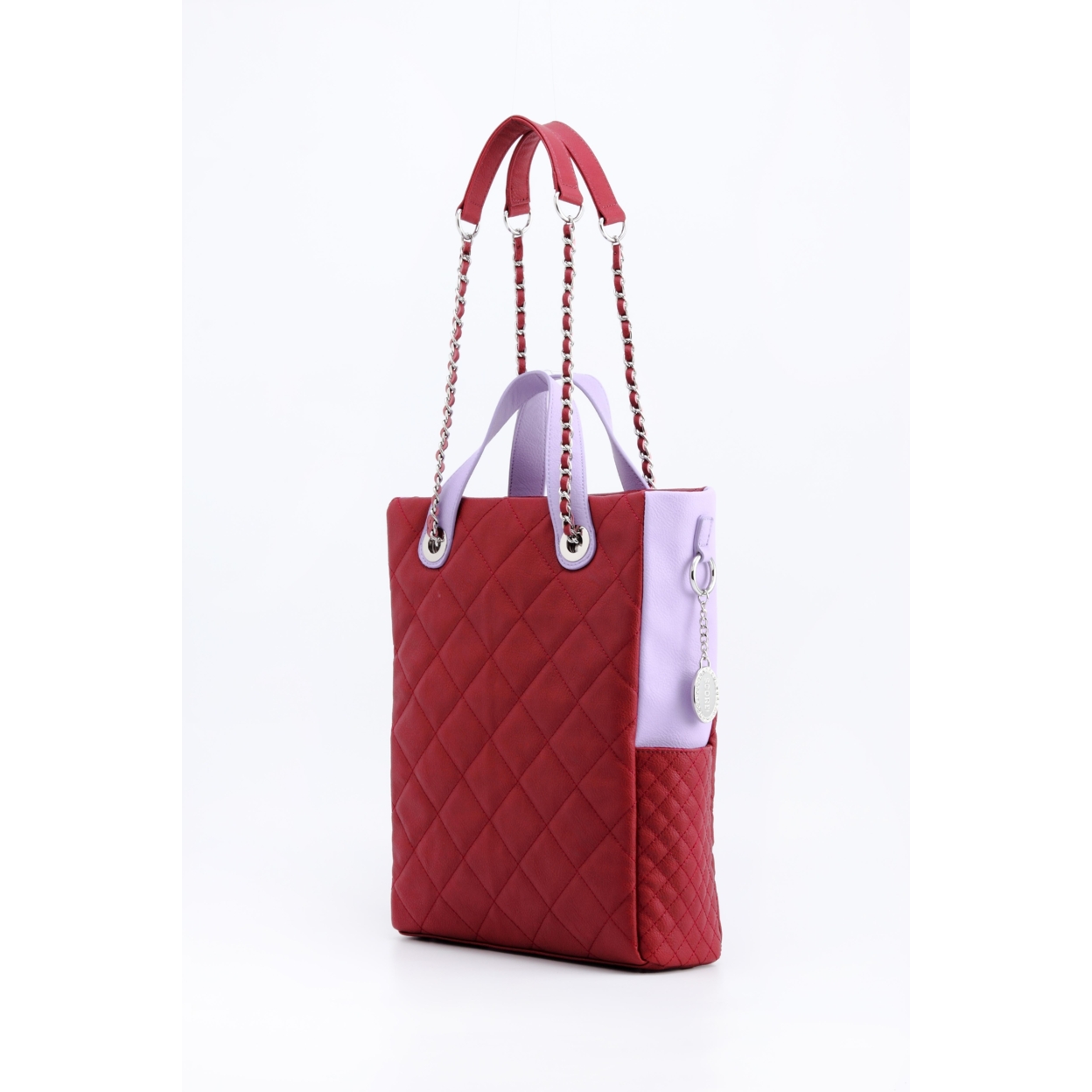 SCORE!'s Kat Travel Tote For Business, Work, Or School Quilted Shoulder Bag - Maroon And Lavender