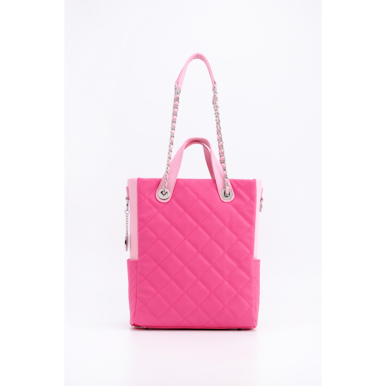 SCORE!'s Kat Travel Tote For Business, Work, Or School Quilted Shoulder Bag- Hot Pink And Light Pink