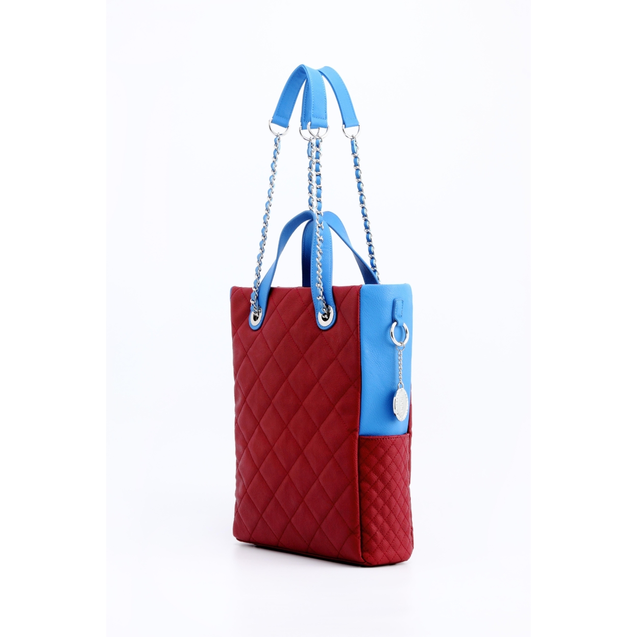 SCORE!'s Kat Travel Tote For Business, Work, Or School Quilted Shoulder Bag - Maroon And Blue