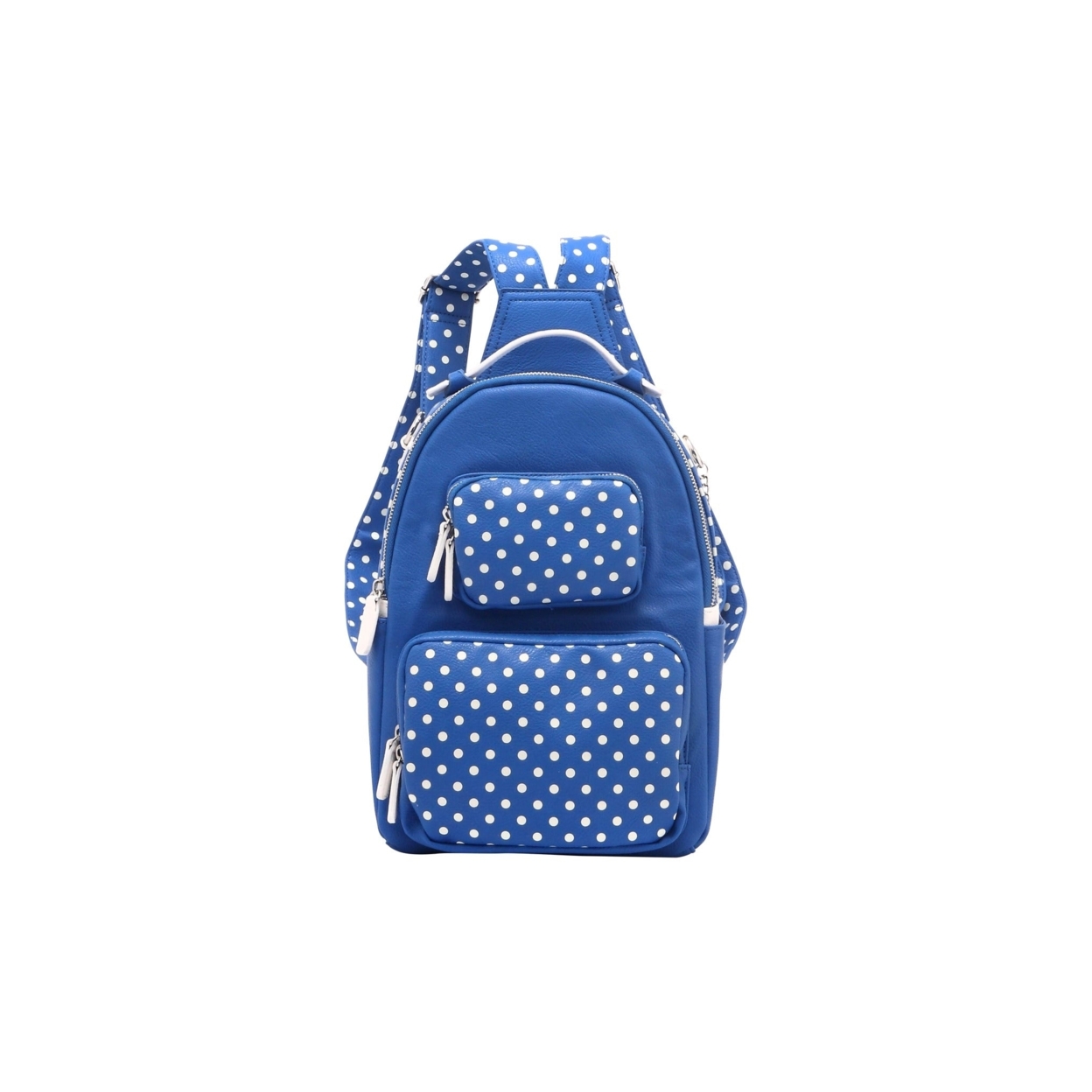 SCORE!'s Natalie Michelle Medium Polka Dot Designer Backpack - Royal Blue And White