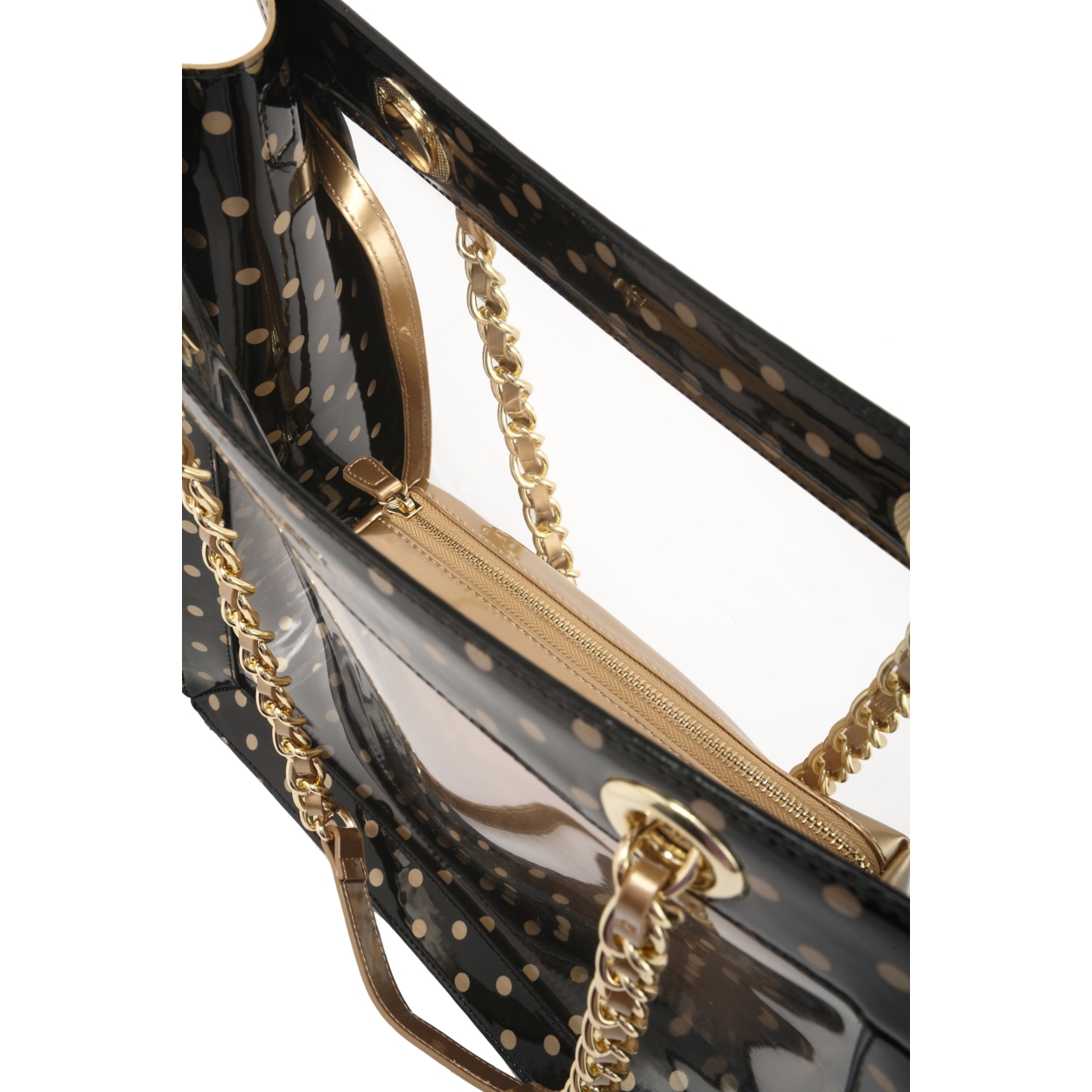 SCORE! Andrea Large Clear Designer Tote For School, Work, Travel- Black And Gold