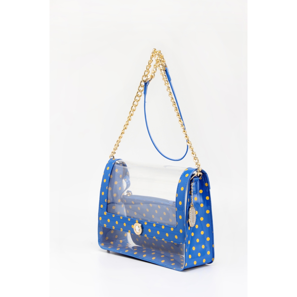 SCORE! Chrissy Medium Designer Clear Cross-body Bag-Imperial Blue And Yellow Gold